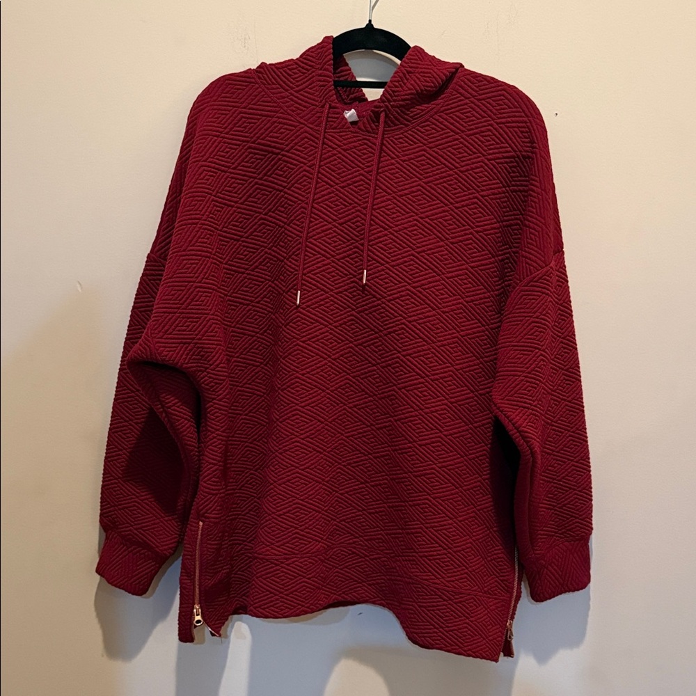 Ideology Maroon Textured Hoodie